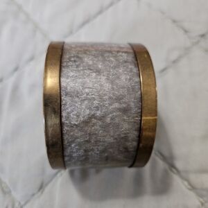 Elegant Gray and Bronze Edges Wide Cuff Boho Bracelet